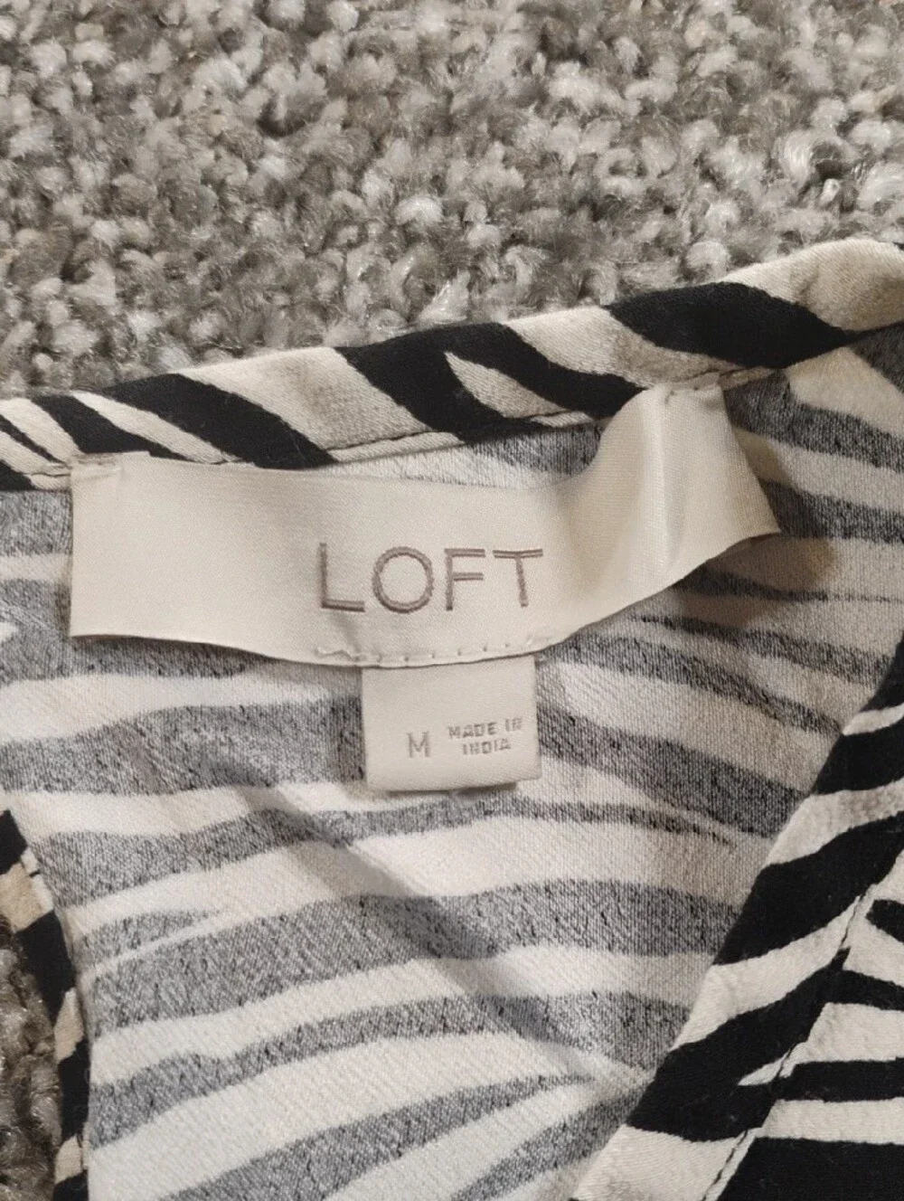 LOFT Black and White Zebra Print Puff Sleeve Blouse